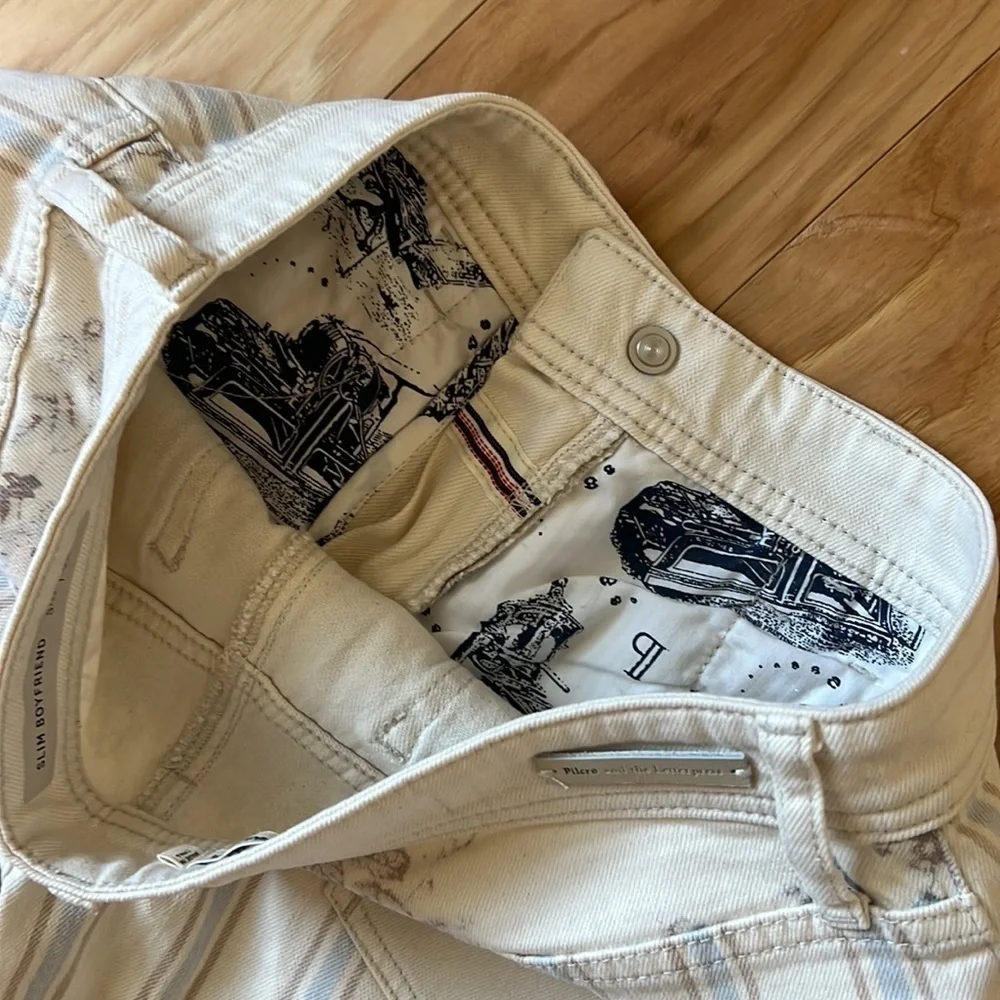 Anthropologie Pilcro High Rise Striped Slim Boyfriend Denim Shorts Size 26 - Picture 3 of 14